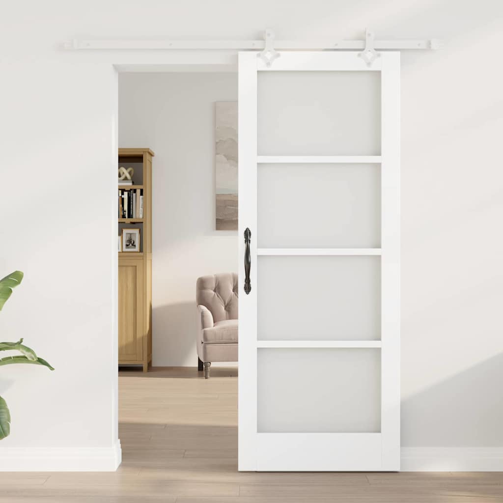 vidaXL Schuifdeur met beslag Wit 78x202 cm Massief Vurenhout