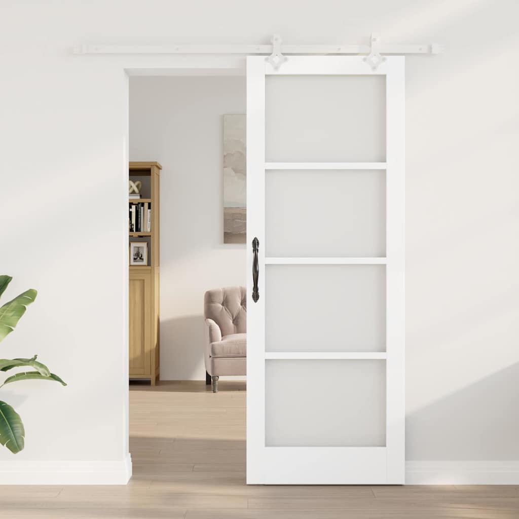 vidaXL Schuifdeur met Hardware Set Wit 78x211 cm Massief Vurenhout