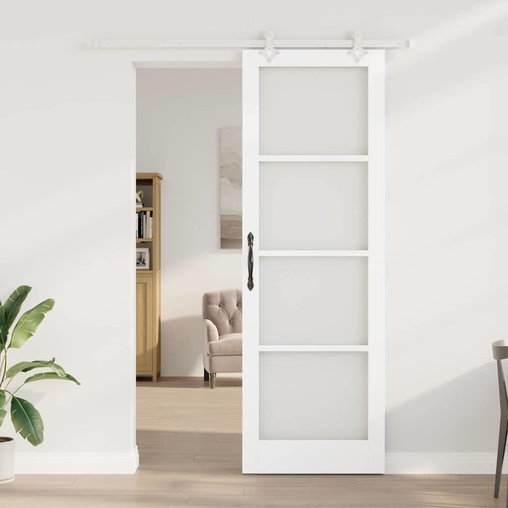 vidaXL Schuifdeur met Hardwareset Wit 78x232 cm Massief Hout Grond