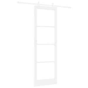 Posuvné dveře Bílá 78 x 232 cm Masivní borové dřevo a sklo - obrázek 2
