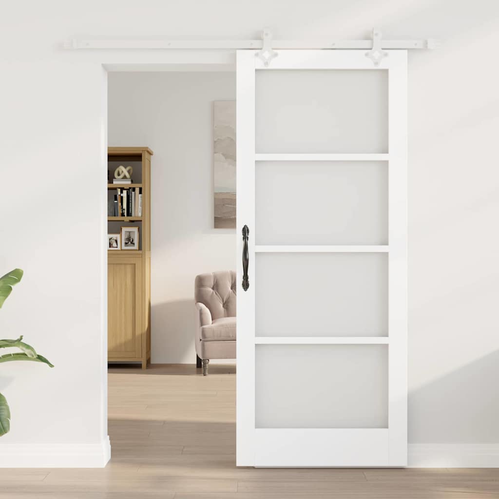 vidaXL Schuifdeur met Hardware Set Wit 83x202 cm Massief Vurenhout