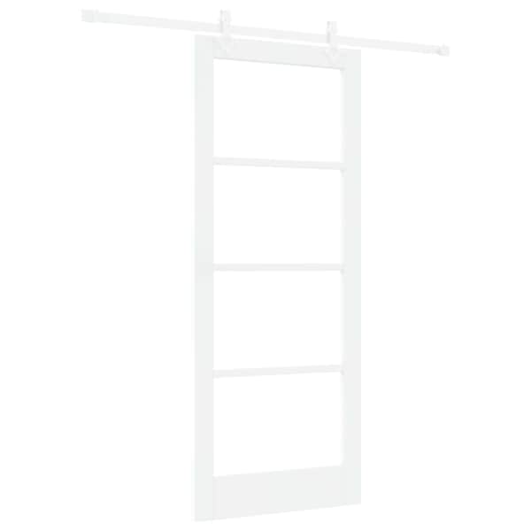 vidaXL Libisev uks 83 x 202 cm Soe m&auml;nnipuit ja klaas Valge