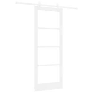 Posuvné dveře Bílá 83 x 211 cm Masivní borové dřevo a sklo - obrázek 2