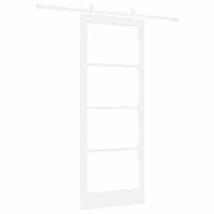 Posuvné dveře Bílá 83 x 211 cm Masivní borové dřevo a sklo - obrázek 6