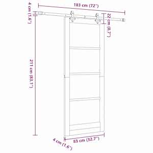 Posuvné dveře Bílá 83 x 211 cm Masivní borové dřevo a sklo - obrázek 11