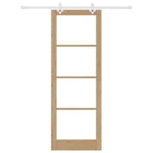 Posuvné dveře Přírodní 83 x 232 cm Masivní borové dřevo a sklo - obrázek 4
