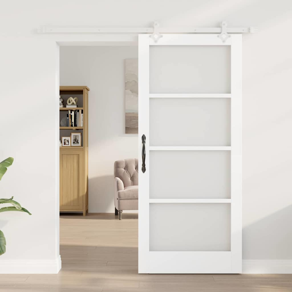 vidaXL Schuifdeur met Bevestigingsmaterialen Wit 86x198,5 cm Massief Houten Pijnboom