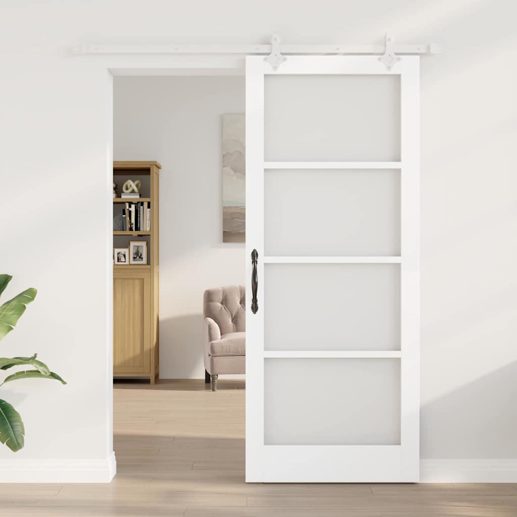 vidaXL Glijdende Deur met Beugelset Wit 86x211 cm Massief Vurenhout