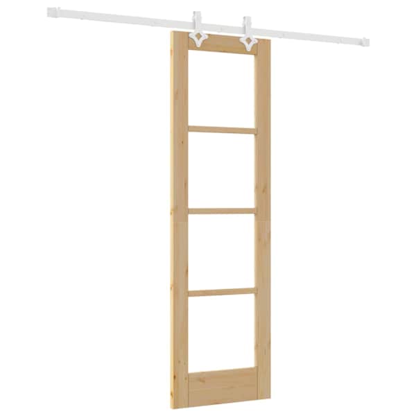vidaXL Libisev uks 61 x 198,5 cm Soe m&auml;nnipuit ja klaas Naturaalne