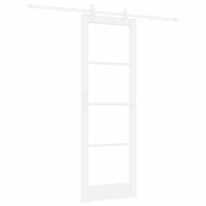 Posuvné dveře Bílá 73,5 x 211 cm Masivní borové dřevo a sklo - obrázek 2