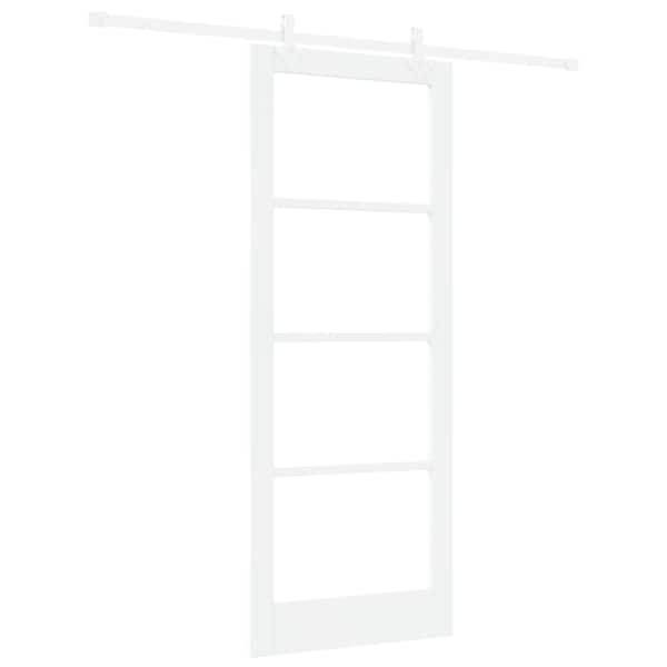 vidaXL Libisev uks 83 x 211 cm Soe m&auml;nnipuit ja klaas Valge