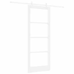 Posuvné dveře Bílá 83 x 211 cm Masivní borové dřevo a sklo - obrázek 2