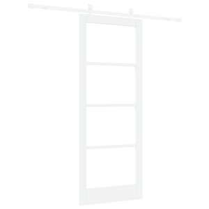 Posuvné dveře Bílá 83 x 211 cm Masivní borové dřevo a sklo - obrázek 6