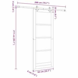 Posuvné dveře Bílá 83 x 211 cm Masivní borové dřevo a sklo - obrázek 11