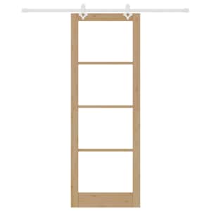 Posuvné dveře Přírodní 83 x 232 cm Masivní borové dřevo a sklo - obrázek 4