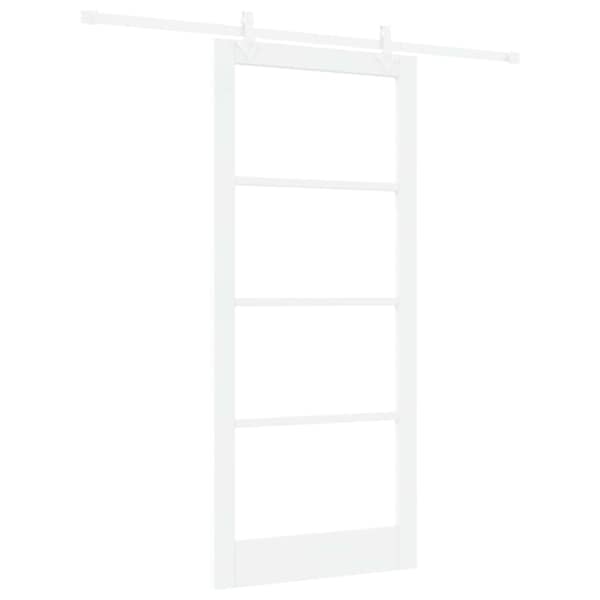 vidaXL Libisev uks 93 x 211 cm Soe m&auml;nnipuit ja klaas Valge