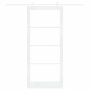 Posuvné dveře Bílá 93 x 211 cm Masivní borové dřevo a sklo - obrázek 4
