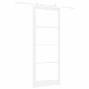 Posuvné dveře Bílá 93 x 232 cm Masivní borové dřevo a sklo - obrázek 2