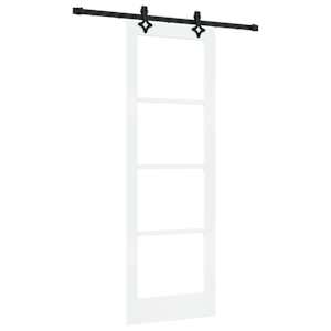 Posuvné dveře Bílá 73,5 x 211 cm Masivní borové dřevo a sklo - obrázek 2