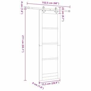 Posuvné dveře Bílá 73,5 x 211 cm Masivní borové dřevo a sklo - obrázek 11