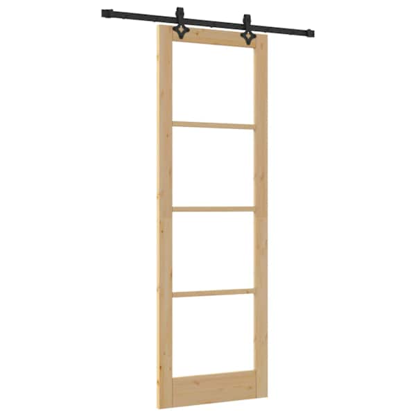 vidaXL Libisev uks Neutraalne 78 x 232 cm Soe m&auml;nnipuit ja klaas