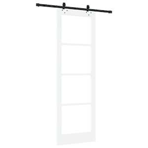 Posuvné dveře Bílá 78 x 232 cm Masivní borové dřevo a sklo - obrázek 6