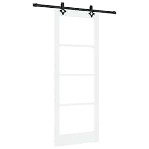 Posuvné dveře Bílá 83 x 211 cm Masivní borové dřevo a sklo - obrázek 2