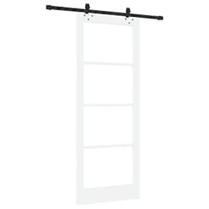 Posuvné dveře Bílá 83 x 211 cm Masivní borové dřevo a sklo - obrázek 6