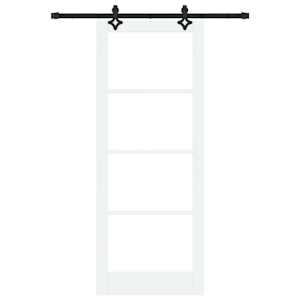 Posuvné dveře Bílá 83 x 211 cm Masivní borové dřevo a sklo - obrázek 4