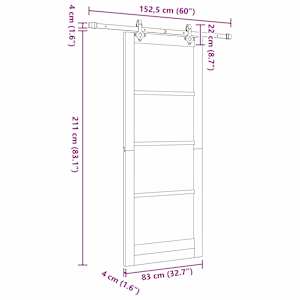 Posuvné dveře Bílá 83 x 211 cm Masivní borové dřevo a sklo - obrázek 11