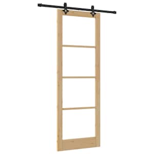 Posuvné dveře Přírodní 83 x 232 cm Masivní borové dřevo a sklo - obrázek 2