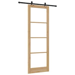 Posuvné dveře Přírodní 83 x 232 cm Masivní borové dřevo a sklo - obrázek 6