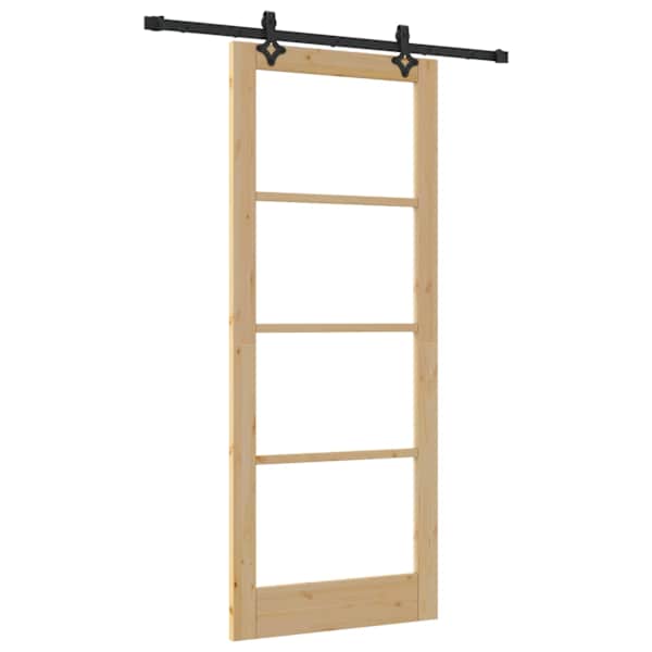 vidaXL Libisev uks Neutraalne 86 x 211 cm Soe m&auml;nnipuit ja klaas