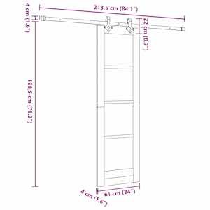 Posuvné dveře Bílá 61 x 198,5 cm Masivní borové dřevo a sklo - obrázek 11