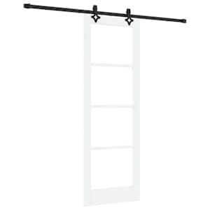 Posuvné dveře Bílá 73,5 x 211 cm Masivní borové dřevo a sklo - obrázek 2
