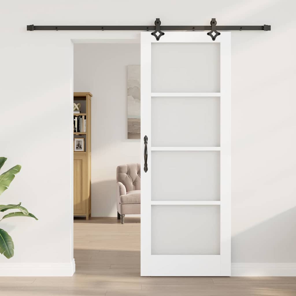 vidaXL Schuifdeur met Hardware Set Wit 78x211 cm Massief Vurenhout