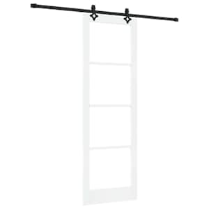 Posuvné dveře Bílá 78 x 232 cm Masivní borové dřevo a sklo - obrázek 2