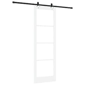Posuvné dveře Bílá 78 x 232 cm Masivní borové dřevo a sklo - obrázek 6