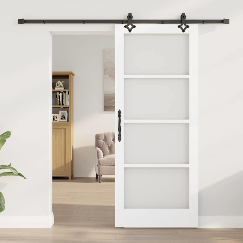vidaXL Schuifdeur met Hardware Set Wit 83x202 cm Massief Hout Vuren
