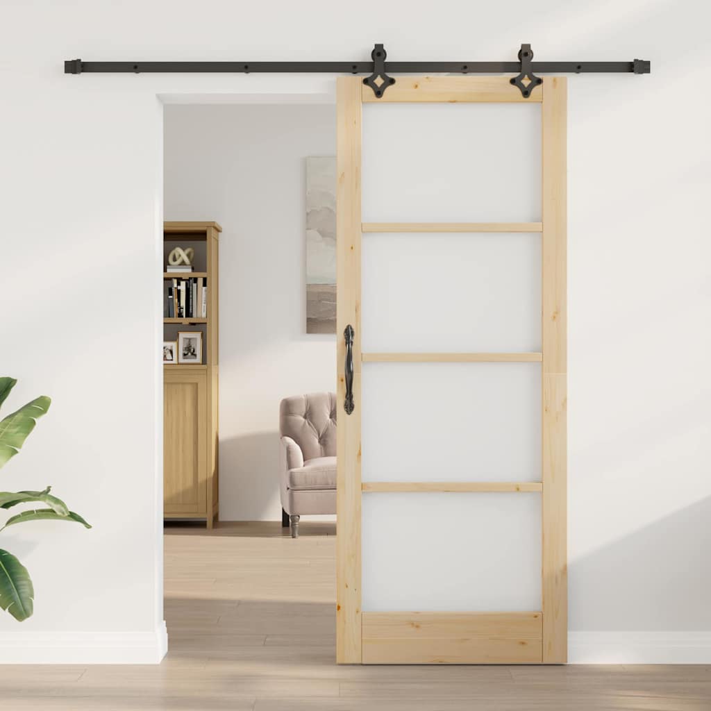vidaXL Schuifdeur met Hardware Set 83x211 cm Massief Hout Grondverf