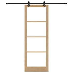 Posuvné dveře Přírodní 83 x 232 cm Masivní borové dřevo a sklo - obrázek 4