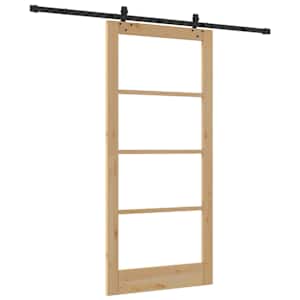 Posuvné dveře Přírodní 93 x 202 cm Masivní borové dřevo a sklo - obrázek 6