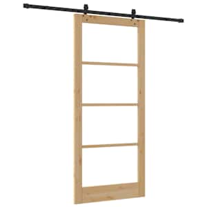 Posuvné dveře Přírodní 93 x 211 cm Masivní borové dřevo a sklo - obrázek 6