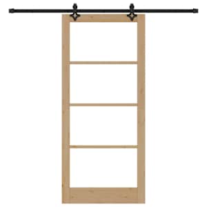 Posuvné dveře Přírodní 93 x 211 cm Masivní borové dřevo a sklo - obrázek 4