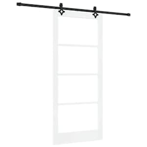 Posuvné dveře Bílá 93 x 211 cm Masivní borové dřevo a sklo - obrázek 2