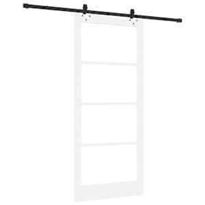 Posuvné dveře Bílá 93 x 211 cm Masivní borové dřevo a sklo - obrázek 6