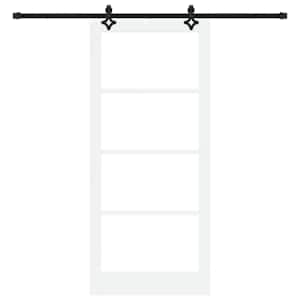 Posuvné dveře Bílá 93 x 211 cm Masivní borové dřevo a sklo - obrázek 4