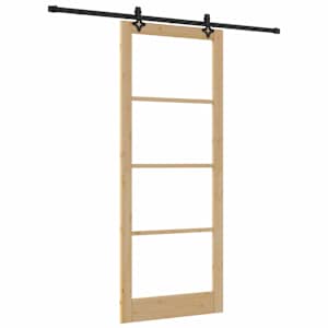 Posuvné dveře Přírodní 93 x 232 cm Masivní borové dřevo a sklo - obrázek 2