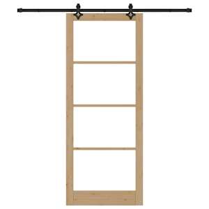 Posuvné dveře Přírodní 93 x 232 cm Masivní borové dřevo a sklo - obrázek 4