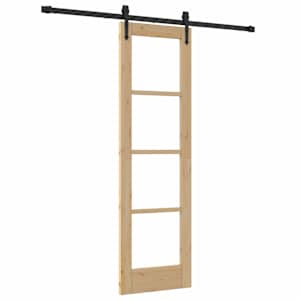 vidaXL Libisev uks 61 x 198,5 cm Soe m&auml;nnipuit ja klaas Neutraalne